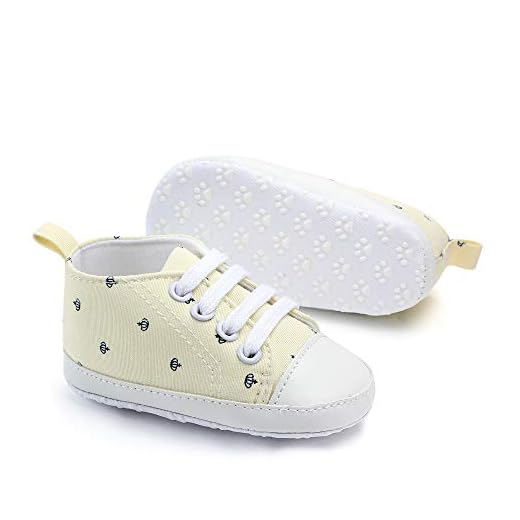 Sapatinho Bebê Recem Nascido Anti Derrapante Infantil Crianças de 6 a 12 meses (Amarelo Coroa, 13cm)