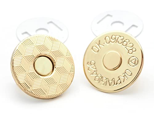 CRAFTMEMORE Magnetic Snap Buttons Quality Strong Clasp for Purse Sewing Handbags Closures 6 Pack MNC (18mm, Gold)