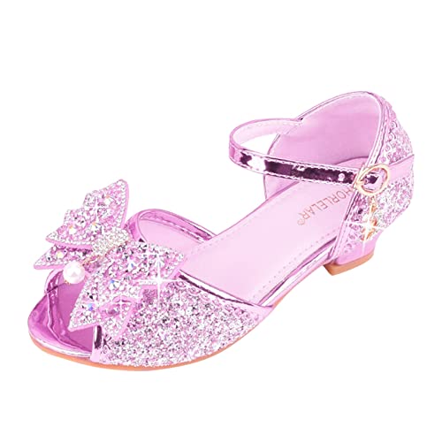Girls Summer Foot Warmer Children With Diamond Shiny Sandals Princess Shoes Bow High Heels Show Princess Shoes