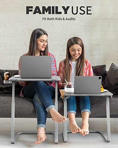 SAIJI Tv Tray Table - Heavy Duty Extra Large Tv Table, Upgraded Dinner Trays for Adult & Kids Eating Snack Food, Height & Tilt Adjustable Portable Laptop Desk for Working On Couch & Bedside- Grey