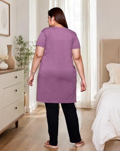 Image of In Love Women's Printed Cotton Plus Size Longline T-Shirt with Pockets | Cotton fabric - soft longline T-shirt with easy plus-size fit