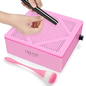 SAVILAND Nail Dust Collector Quiet, Low Noise Dust Collector Nail Tech with Reusable Filter, Compact Fan Dust Collector Nail Dust Brush Manicure Pedicure Tool for Acrylic Nail Polishing,Salon & Home
