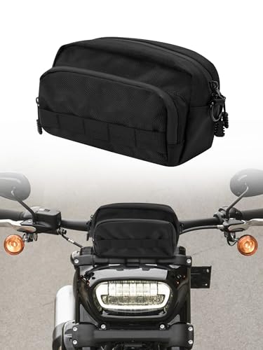Nilkatss Motorcycle Handlebar Bag, Black Storage Tool Bag, Universal Fit for...