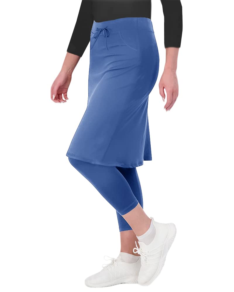 Damen-Tennisrock mit integrierten Capri-Leggings, Taschen, knielang, Skorts, Röcke, Golfröcke für Wandern, Sport