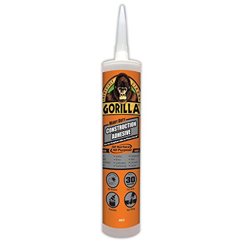 Image of Gorilla Heavy Duty Construction Adhesive, White Glue, 9 Ounce Cartridge - Gap Filling and Waterproof (Pack of 12)