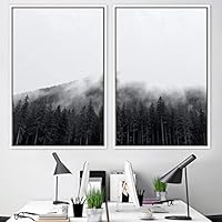 2 Piece Framed Canvas Wall Art Foggy Scenery Canvas Prints Home Artwork Decoration for Living Room,Bedroom - 16