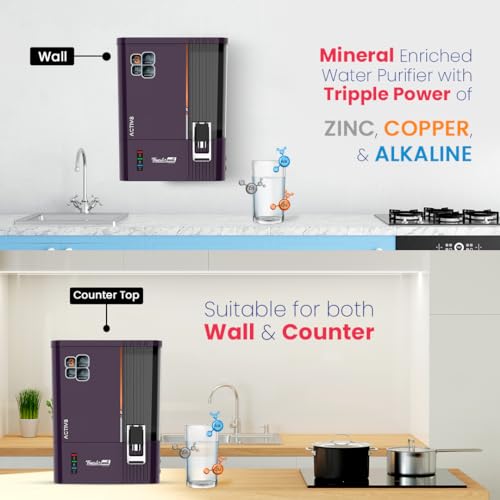 Image of Thunderwell ACTIV8 RO UV UF Water Purifier for Home | Zinc Copper Alkaline | 12 Stage Purification | TDS Controller | 10L Storage Tank | Purple