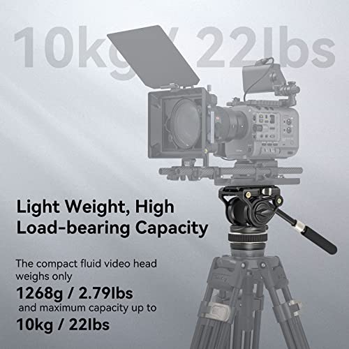 Image of SmallRig DH10 Heavy Duty Tripod Fluid Video Head with Flat Base and Adjustable Handle, Quick Release Plate for Manfrotto Video Head Mount Plate, Load up to 22Ibs, for Video Cameras, DSLR Cameras 4165