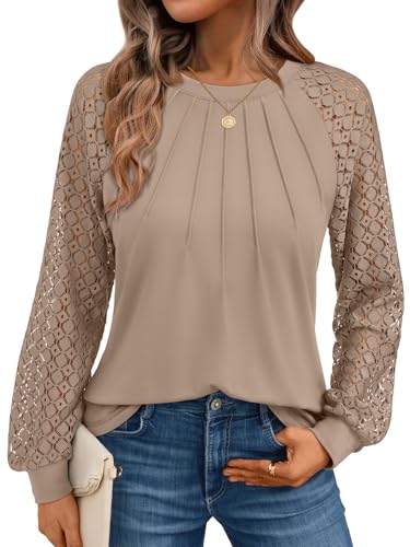 10 Best Fall Work Outfits That Keep You Stylish and Cozy 8 AUTOMET Womens Long Sleeve Pleated Lace Tops