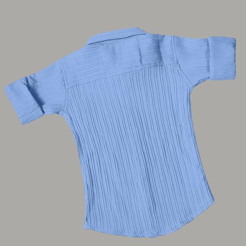 Image of Kids Cotton Blend Half Sleeve Shirt Lightweight Soft Fabric Casual Look Daily Use Summer Style Comfortable Kids Clothing Set
