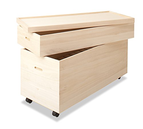 国産 2段 桐衣装箱スノコ 桐天然木 日本製 黒キャスター付き 着物 和タンス 完成品