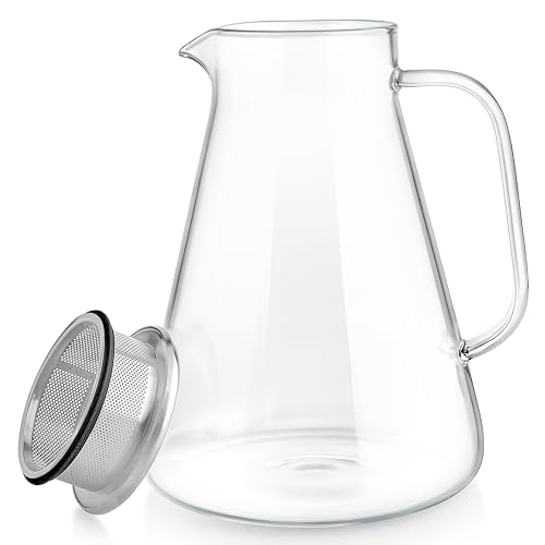Image of Teabloom One-Touch Tea Maker, 2-in-1 Teapot and Kettle with Stainless Steel Filter Lid for Loose Tea - Stain-free Borosilicate Glass Teapot (56 Oz) - Tea Connoisseur's Choice