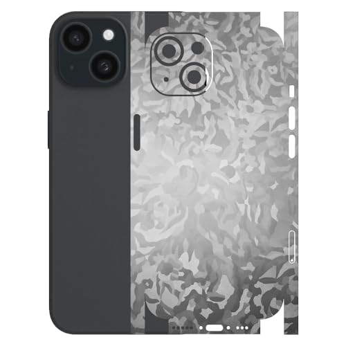 Image of AtOdds - Full Body Back Screen Guard Protector Film - 3D Textured Lamination Wrap Skin Sticker for iPhone 15 | Scratchproof Matte Finish (Design - Silver Camo)