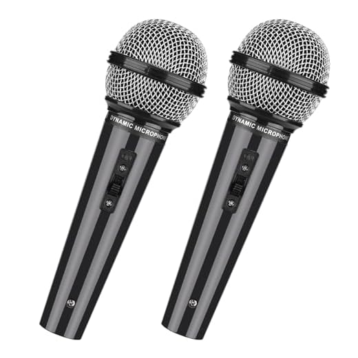 Facmogu 2PCS Fake Microphone Prop, Plastic Prop Microphone for Kids, Fake Pretend Play Microphone Toy for Karaoke Costume, Kids Mic Props for Halloween Christmas Cosplay Music Birthday Party Favors