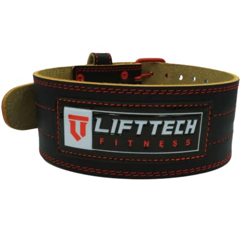Lift Tech Fitness 4'' Weight Lifting Belt - Leather Workout Belt for Men & Women - Gym Belt for Deadlift, Squat, Powerlifting, Weights, Strength training - 4''PRO Leather Belt for Weightlifting - L