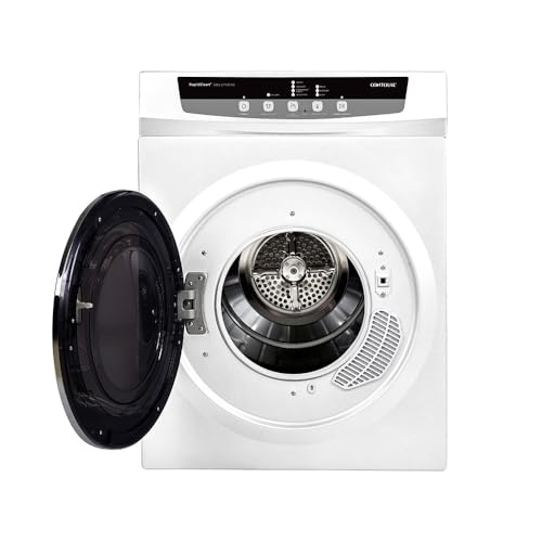 Image of CONTOURE 24 inch Stackable Electric Dryer, White - Compact Front Load, 13.2 lb Capacity, 120V, Stainless Steel Drum, Digital Controls, RV & Small Space Compatible