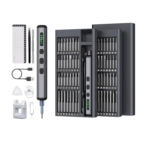 Mini Electric Screwdriver，72-in-1 Rechargeable Screwdriver Set, Cordless Power Screwdriver with 64 Magnetic Bits, 5 Torque Settings, Mini Screwdriver with 4 LED Lights