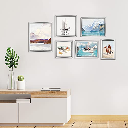 LaVie Home 5x7 Picture Frames (6 Pack, Silver) Simple Designed Photo Frame with High Definition Glass for Wall Mount & Table Top Display, Set of 6 Classic Collection by LaVie Home - Used condition - Image 6