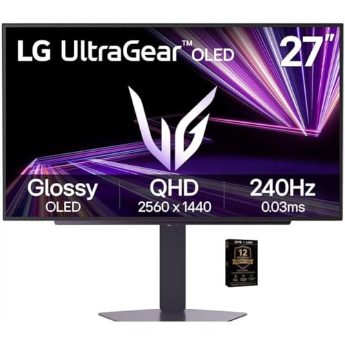 LG Ultragear 27 Inch QHD OLED Gaming Monitor 2650x1440 240Hz 0.03ms NVIDIA G Sync AMD FreeSync Premium Pro 400 HDMI 2.1 DisplayPort Includes 12 Month CPS Protection Plan Enhanced Game Experience