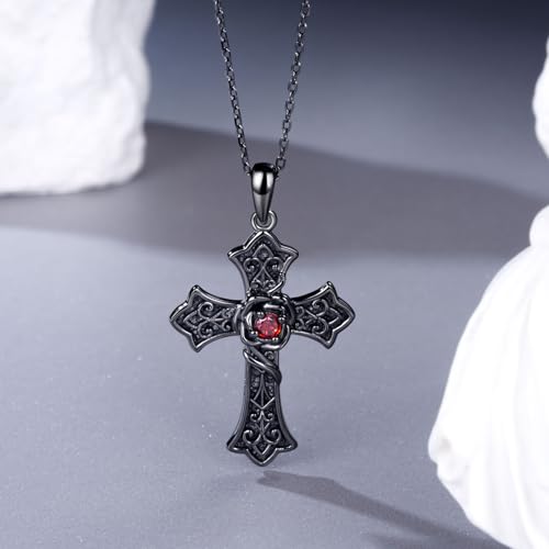 Gothic Skull/Cross/Snake Necklace 925 Sterling Silver Gothic Necklace for Women Goth Jewelry Gifts for Women Men2
