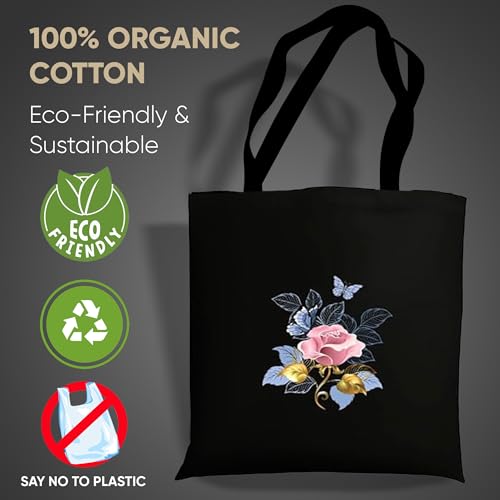 Image of STRUTT Foldable Canvas Tote Bag for Women, Tote Bag for College Girls,100% Organic Cotton Reusable Shopping Bag for Grocery, Eco-Friendly Multi-Purpose Bag for Travel & Daily Use - Pink Rose