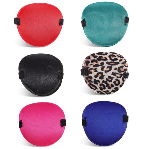 Operitacx Parches Oculares Médicos Ajustables para Adultos 6 Unidades Colores Variados (negro, Azul, Fucsia, Verde, Rojo, Leopardo) para Cuidado Monocular y Accesorios de Fiesta Pirata