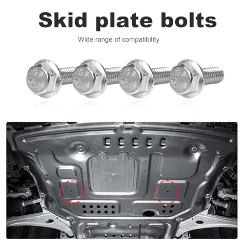 Image of Wevdn 4PCS Car Top Front Skid Plate Bolts, M8x20mm Stainless Metric Hex Flange Bolts, Universal Hex Head Skid Plate Bolts for 4Runner FJ Cruiser Sequoia Tacoma, Car Accessories