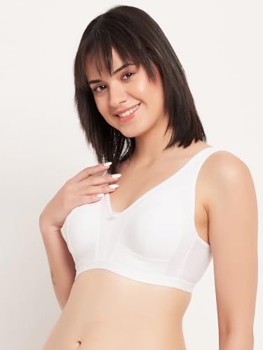Image of Clovia Women's Cotton Spandex Solid Non-Padded Full Cup Wire Free Full Figure Bra - White