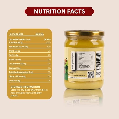 Image of The Organic Meva A2 Bilona Cow Ghee 500 ml | Pure A2 Desi Cow Ghee | Traditional Bilona Churned Ghee | 100% Natural & Organic | Rich Aroma & Authentic Taste | Pure Clarified Butter