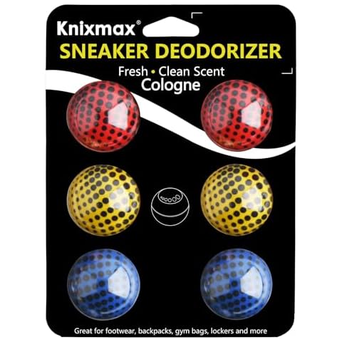 Knixmax Sneaker Deodorizer Shoe Freshener Balls, Gym Bags Lockers Car Air Fresheners, Boot Deodorant Balls Odor Eater Shoe Deodorizers 6 Packs Cologne Colorful Cover
