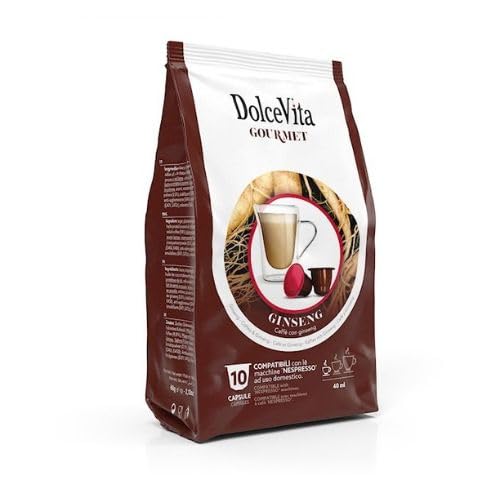 80 Capsule GINSENG DOLCE VITA Compatibili con Nespresso - Senza Glutine - 8 Sacchetti da 10 Capsule compatibili con Macchine Caffè Nespresso *