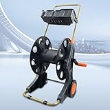 WDSOPK Tragbarer Schlauchwagen Mit Rädern – Mobile Gartenschlauchaufbewahrung Mit Ablage Für Einfaches Bewässern, Autowaschen, Reinigen Und Pflegen Im Außenb