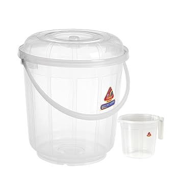 FAMILY PLASTICS Deluxe 18 LTR Transparent Bucket with Lid + Royal 1500 ml Transparent Mug