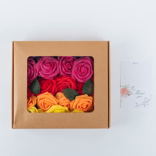LUSSO LIA 25 pcs Decorative Artificial Flower Foam Roses with Bendable Stems for Wedding Bouquet Anniversary, Valentine's Day - Image 3