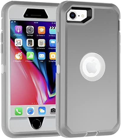iPhone SE 2020/ 2022 Case,3 in 1 Built-in Screen Full Body Protector Phone Case,Shockproof TPU Hard PC Bumper Drop-Proof Shell for iPhone SE 2nd 3nd 4.7" inch Grey/White