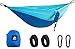 Produktbild HEWOLF Langlebige Hängematte leichte Nylon Fallschirm hängematte Zwei Personen Atmungsaktiv Belastbarkeit bis 200 kg Tragbare mit Tragtasche für Outdoor Indoor Reisen Wandern Strand Garten(130x260cm)