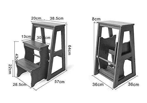 Falta de alcance y espacio: Taburete plegable de madera con 3 escalones multiuso 3