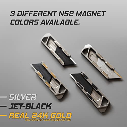 Exceed Designs Tirant Razor-M 3.0 Maglock Magnetic Slide (Stonewashed) 6Al-4V Titanium Utility Knife & Pry Bar, Edc Knife, Box Cutter, Made In Usa (Jet-Black Magnets/No Clip) #TOP4