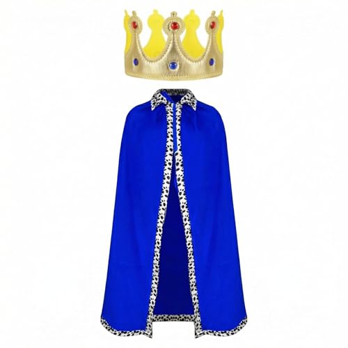 Enjoyaa Conjunto de 2 piezas de disfraz de rey para niños, disfraz de hombre sabio/rey de la Natividad con corona y capa, bata de juego de rol para niños, juego de belén de Navidad, Halloween