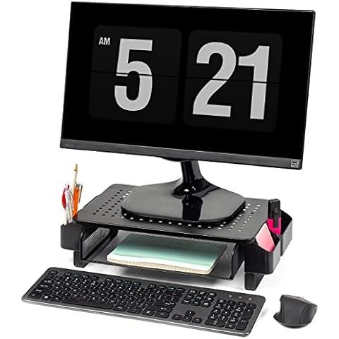 LifeGoods Soporte Monitor con Cajón y Espacio de Almacenamiento Cover
