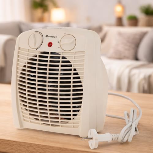 M mimotec - Calefactor Eléctrico White Comfort 2000W Mimotec, Calefacción Portátil de Suelo, Doble Potencia 1000/2000W, Bajo Ruido
