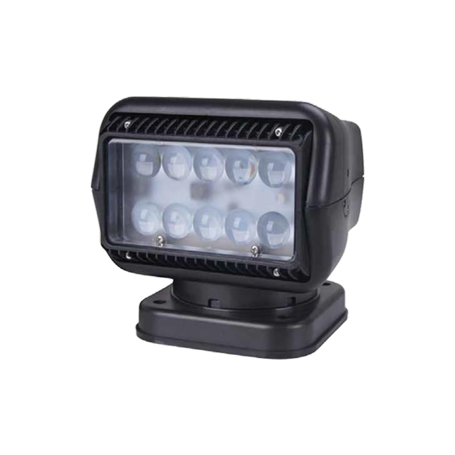 Railhead 12V-24V LED Remote Control Spotlight, Low Profile 380 Rotation for Trucks and Marine Boats Outdoors, 7 Flash Modes 50W 2400 Lumen