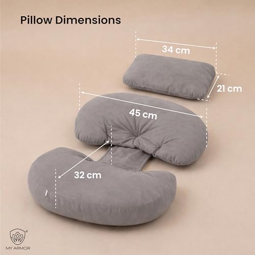 Image of MYARMOR Pregnancy Pillow | Dual Pregnancy Wedge Pillows for Back & Belly Support | Adjustable Butterfly Design | Travel-Friendly Pregnancy Pillow