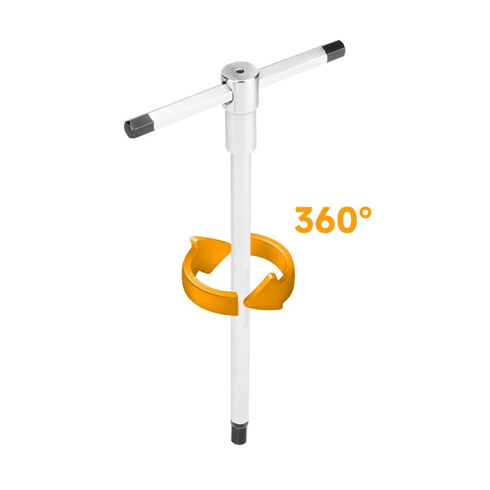Hoteche Juego de 9 llaves Allen con mango en T, 2,5 – 10 mm, acero CRV cromo vanadio, cromado mate