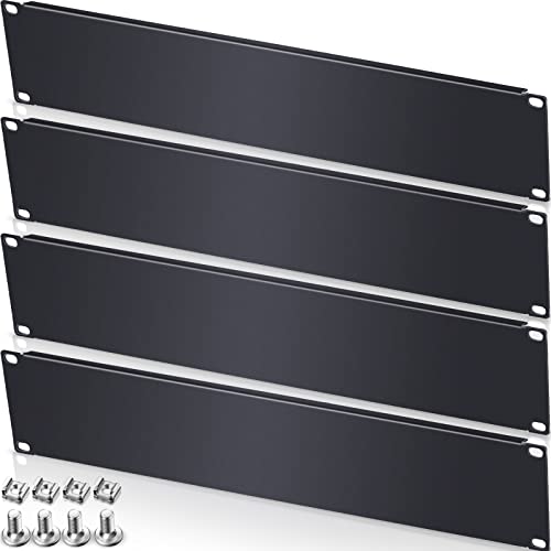 Image of Leinuosen Blank Rack Mount Panel Spacer Metal Blank Panel Black Server Rack Accessories Mount Filler for 19 Inch Server Network Enclosure Cabinet Cable(2 U,10 Pcs)