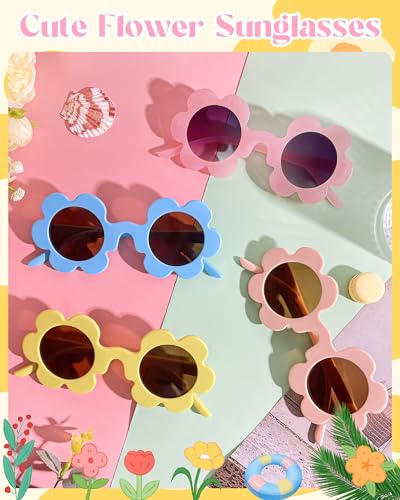 12 Pack 5.71'' Adult Flower Sunglasses Bulk, Cute Colorful Flower Glasses for Women Party Favors3