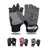 Shelly - Guantes de piel auténtica para silla de ruedas, guantes acolchados para movilidad, transpirables, guantes de bicicleta sin dedos con agarre antideslizante, guantes de ciclismo ligeros (gris,