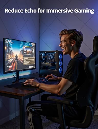 Image of Kuchoow Sound proof Acoustic Wall Panels Noise Reducing and Absorbing for Studio, 12 Pack 12x12x0.4 inch White Self Adhesive Decorative Noise Cancelling and Sound Dampening Tiles for Ceiling and Door