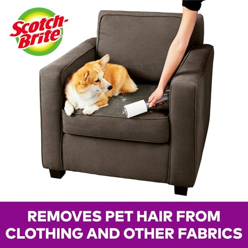 Scotch-Brite Pet Hair Pickup Extra Sticky Lint Roller, Designed for Removing Fur + Fluff on Couches, Clothes, Dog and Cat Beds, & More, 4 Pack, 192