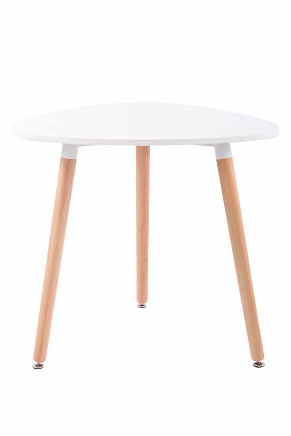 CLP Tavolo Cucina Scandinavo Abenra In MDF E Legno Di Faggio I Tavolino Bar Triangolare Moderno Con Piedini Regolabili Alt 75CM, Colore:bianco, Dimensione:80 cm